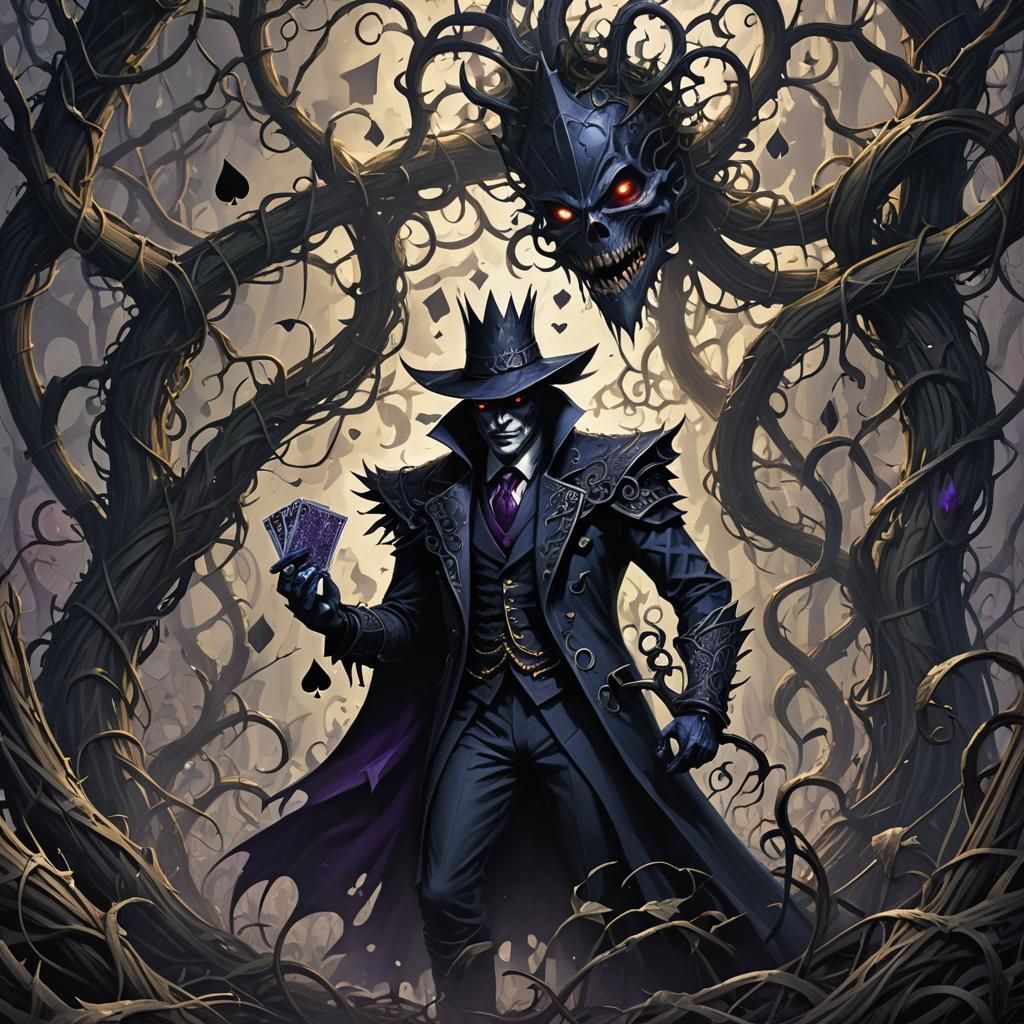 Menacing Jack of Spades Card in Dark Fantasy Style