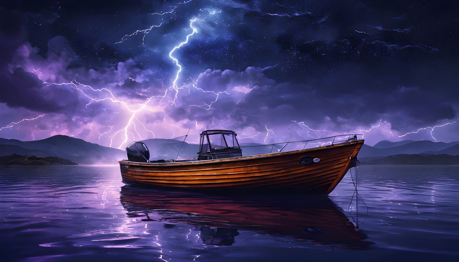 Epic Lightning Storm Over a Calm Galactic Sea