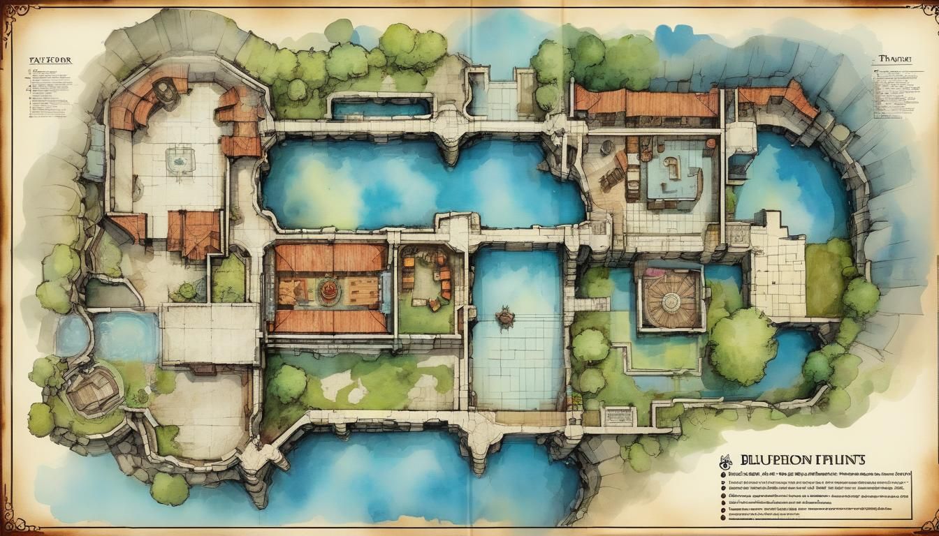 Watercolour Blueprints for D&D Game Locations
