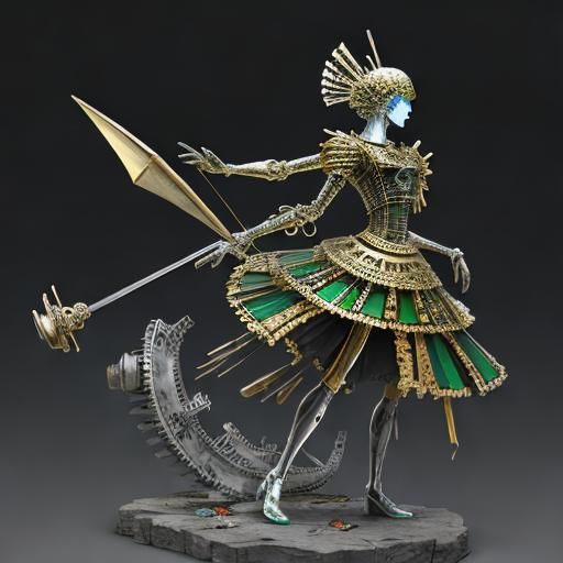 Surreal Mechanical Landscape in Vibrant Colors