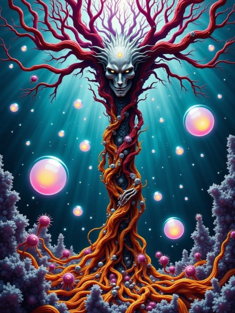 Surreal Landscape with Psychedelic Nervous Systems and Biome...