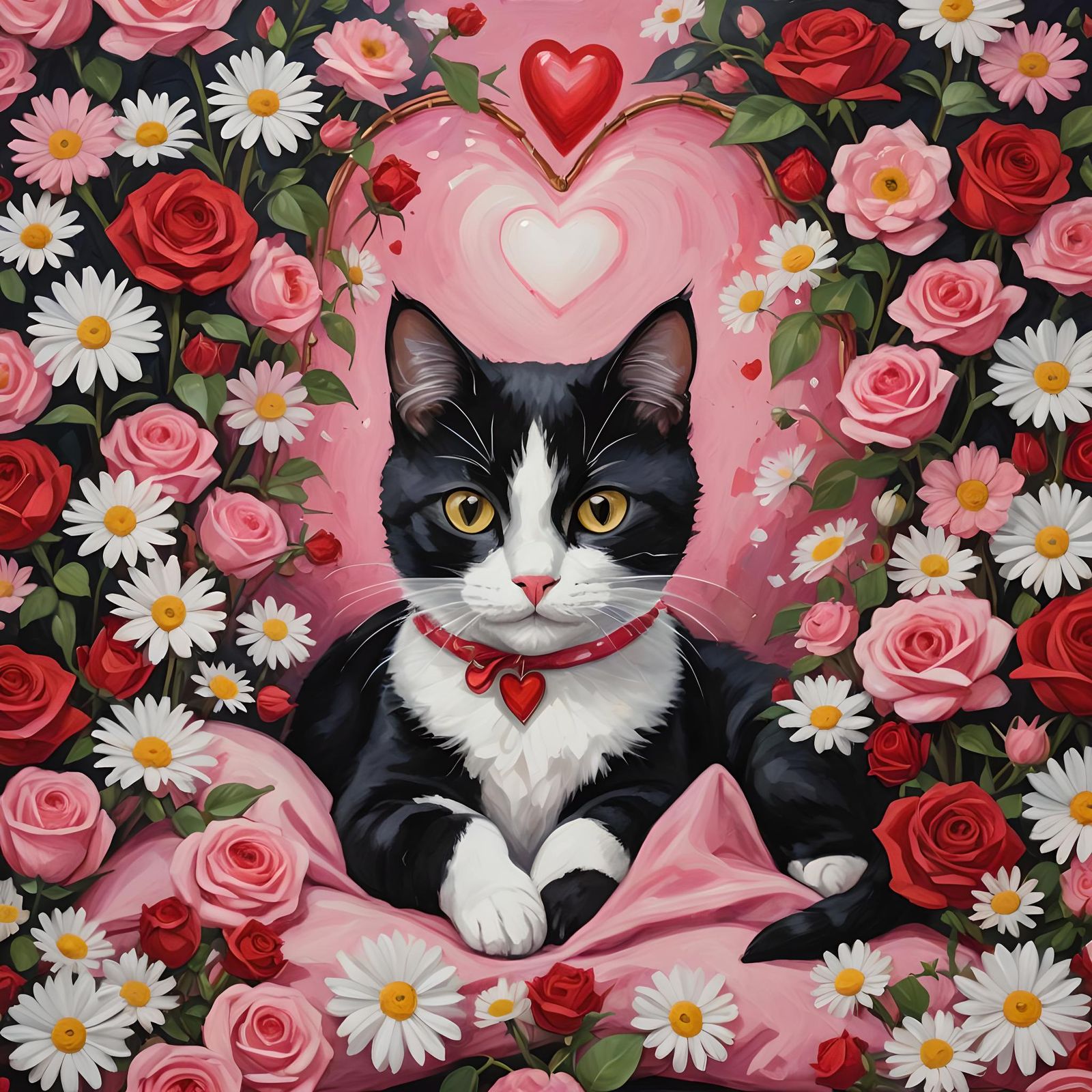 Black and White Cat in Le Brun Style