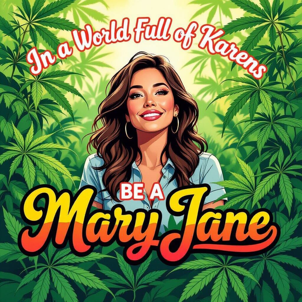 Mary Jane in Airbrushed Marijuana Leaf Paradise