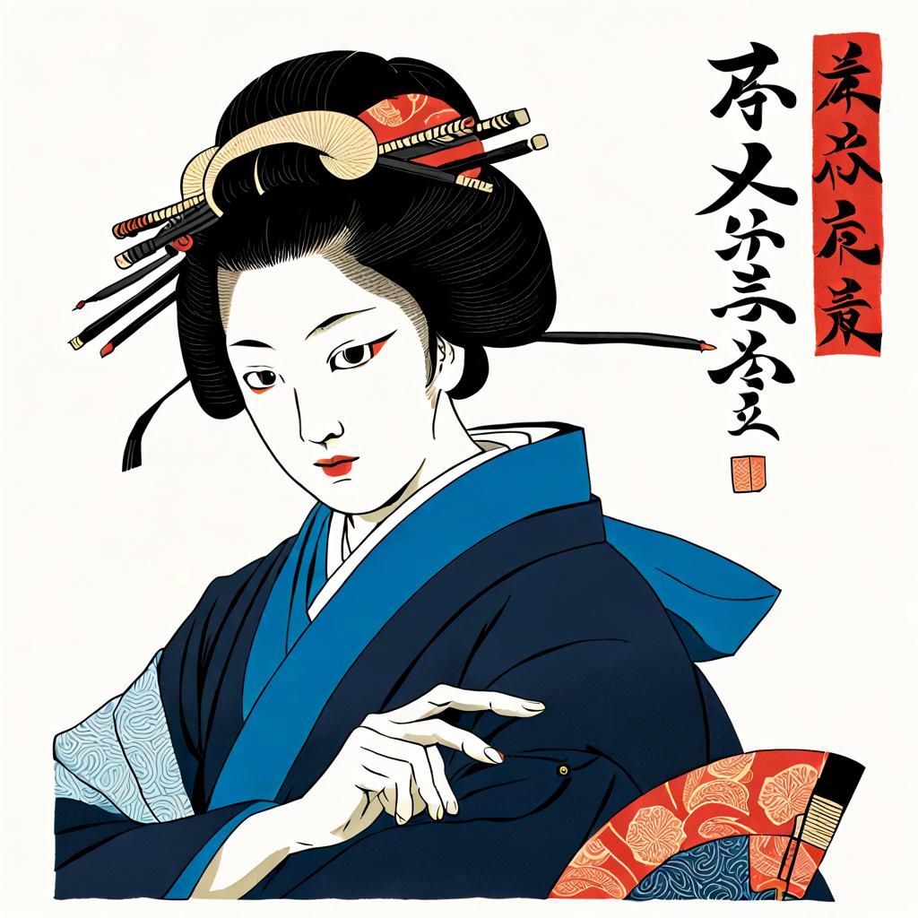 Ukiyo-e Art: Mathematical Equation in Japanese Style
