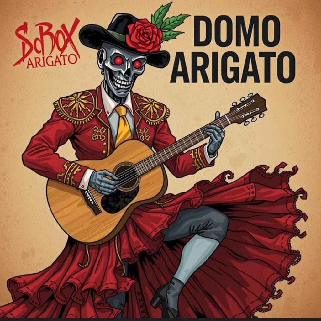 Robotic Spaniard Guitarist in Comic Book Style