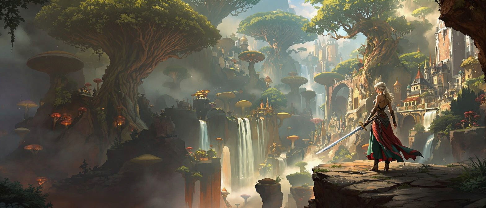 Fantasy Game Cover Art: Woman with Sword