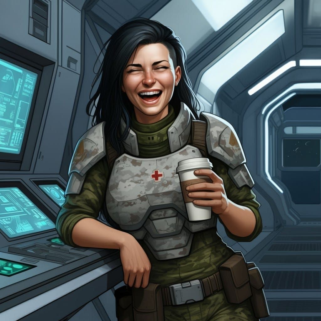 Tomboy Combat Medic in Comic Book Style