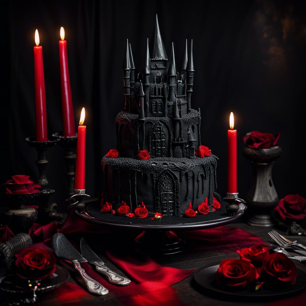 Dracula's Castle Cake with Silver Graveyard