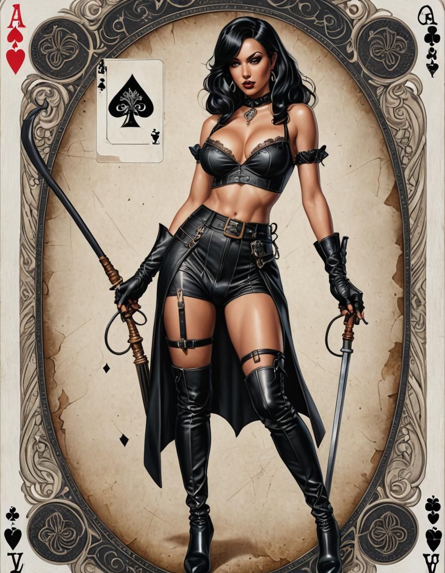 Ace of Spades Pinup Girl Hyperrealistic Concept Art