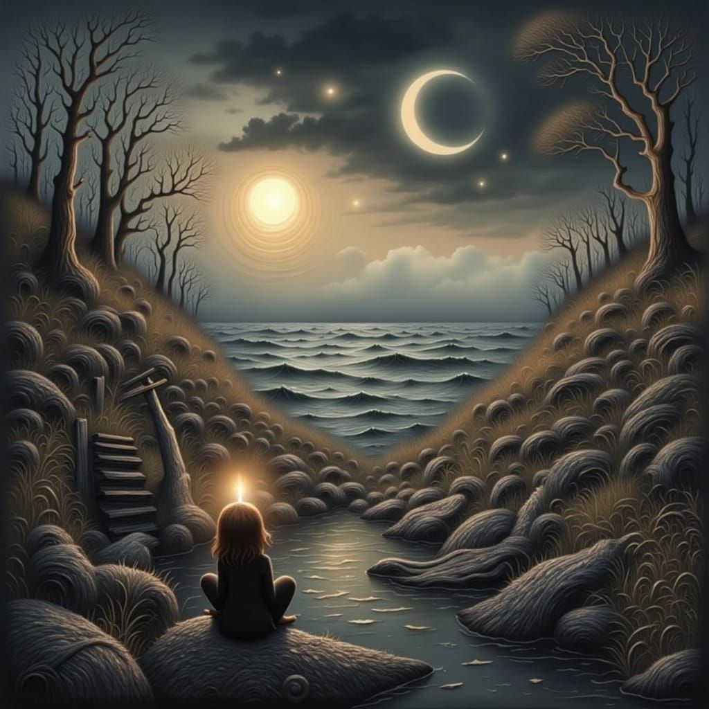 Evocative Scene of Silent Suffering