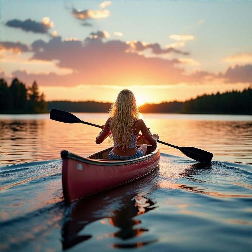 Vibrant Sunset Maiden on Lake
