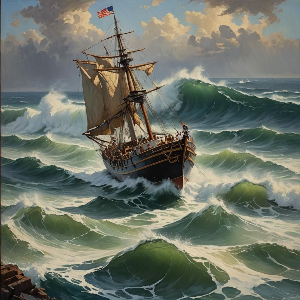 Navigate Untamed Seas: An Oil Painting Adventure