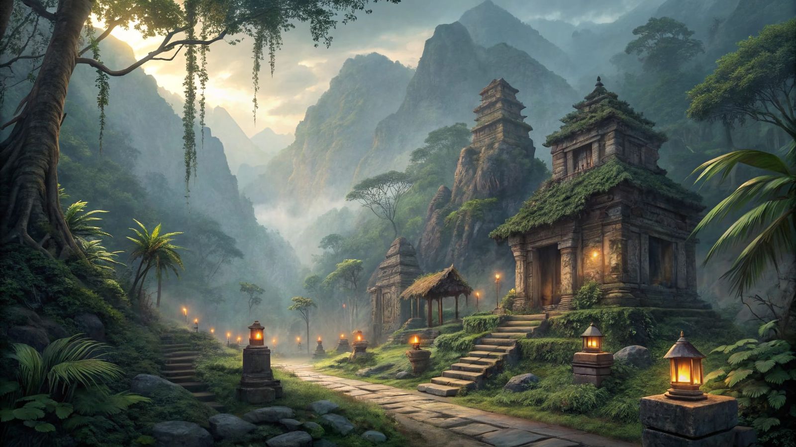 Ancient Jungle City Merges Technology and Magic Amidst Tower...
