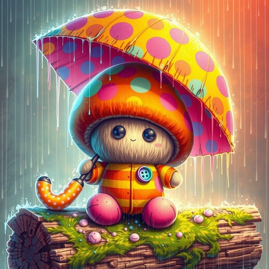 Mushroom Plush Toy in Grunge Post-Apocalyptic World