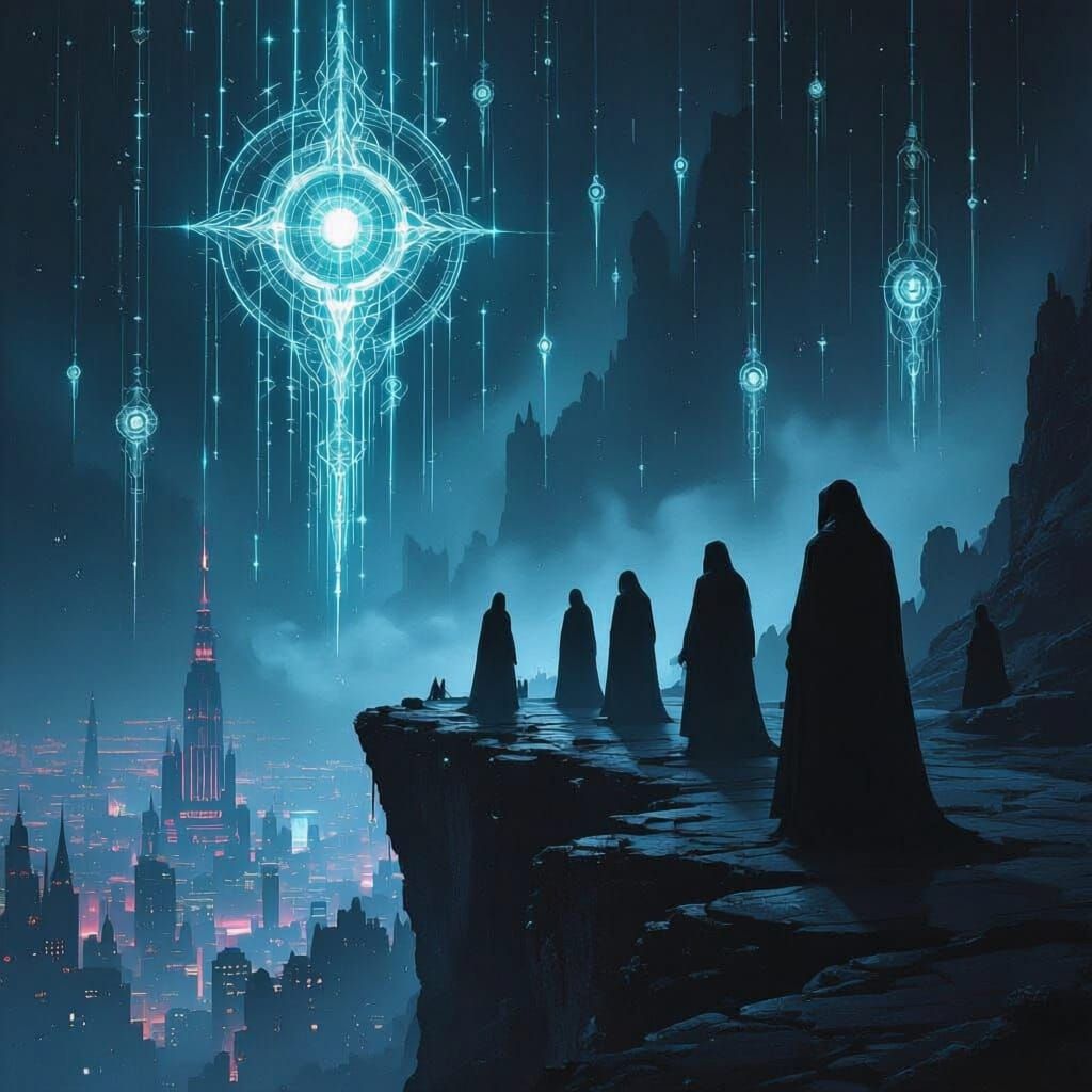 Mysterious Matrix Syndicate Cult Poster in Surreal Style