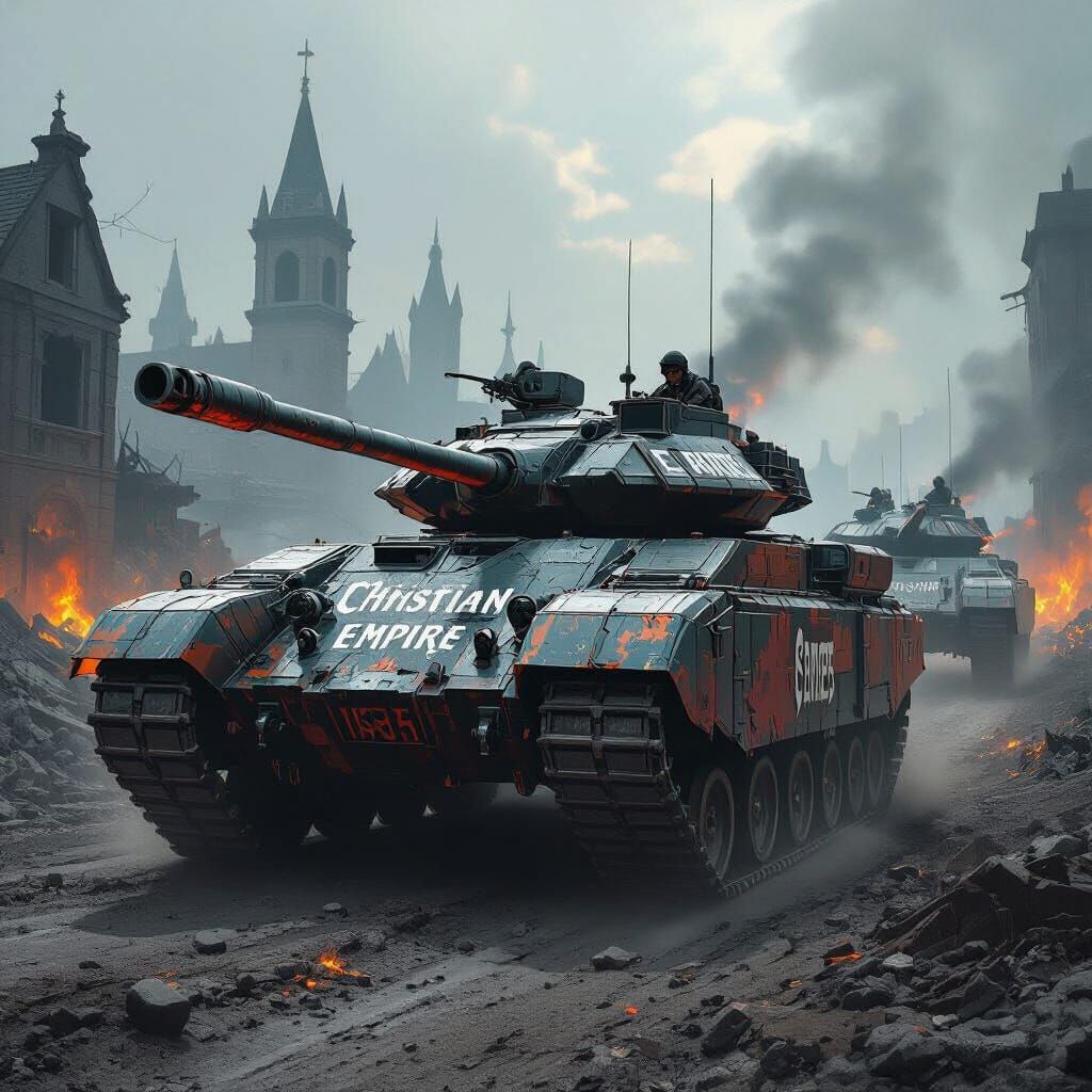 Tanks of Christian Empire Advance Through Rose