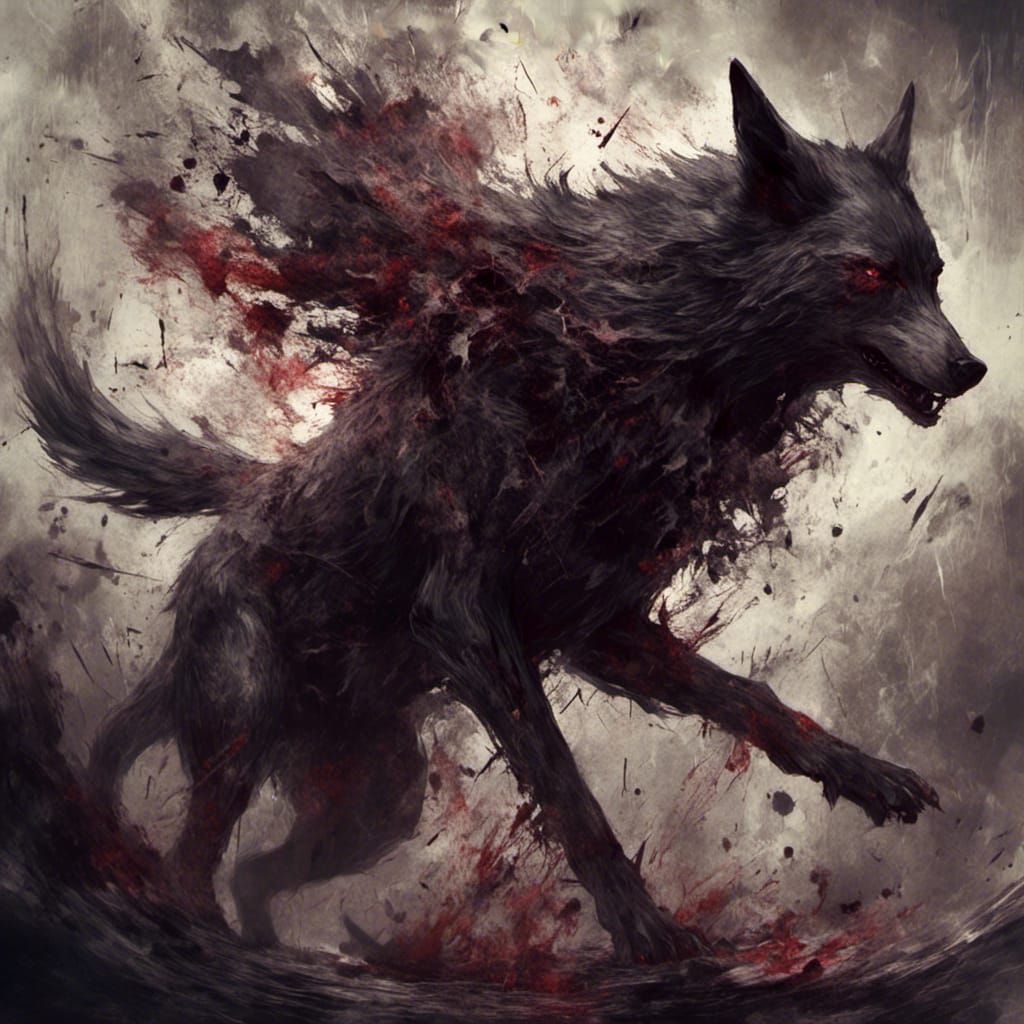 Wolf of Shadows in Macabre Anime Style