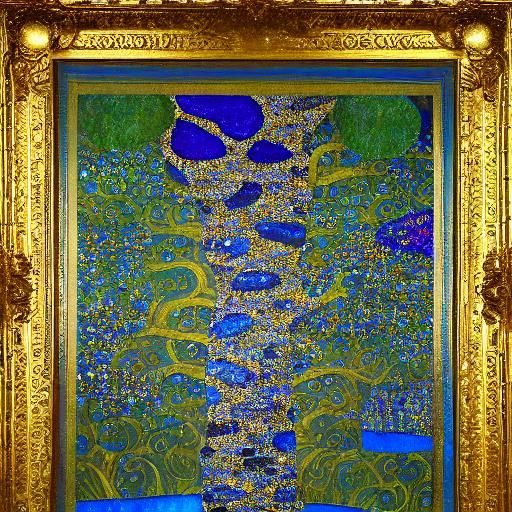 Shimmering Geode Abyss in Gustav Klimt Style