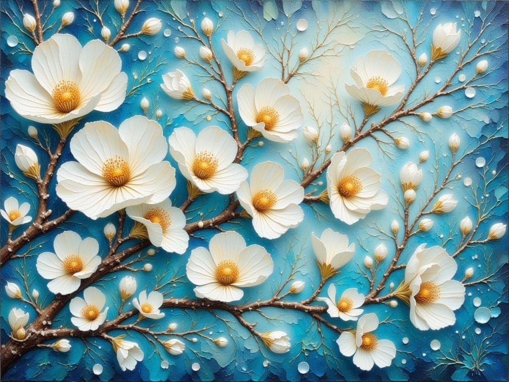 Enchanted Dogwood Branch in Ethereal Bloom