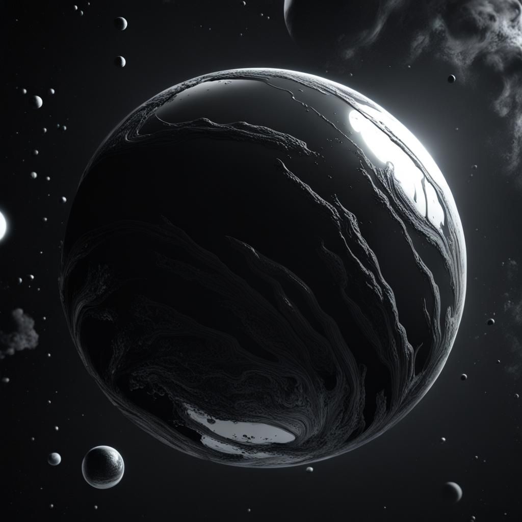 Luminescent Black Sphere in Deep Space Art