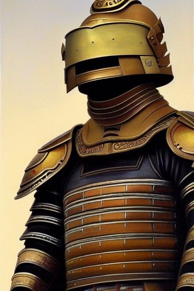 Samurai Warrior Portrait in Classical Realism Style