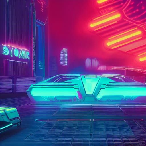 Solar System in Cyberpunk Neon Style