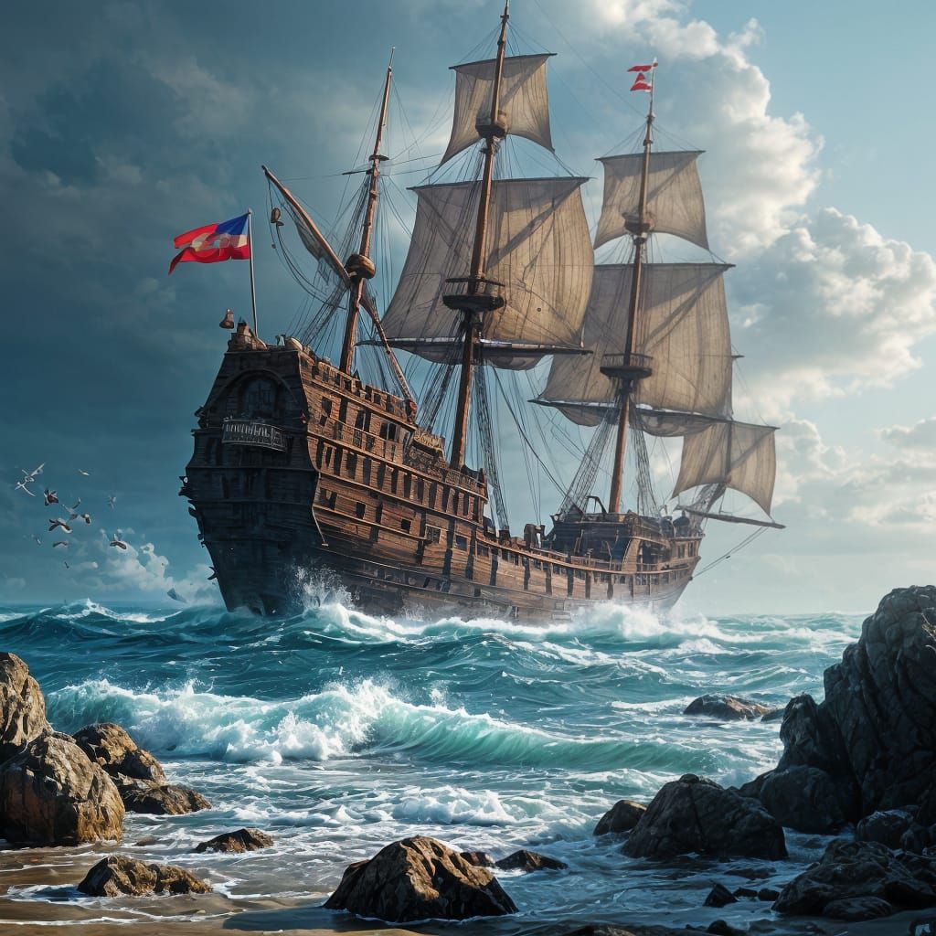 Shipwreck Scene from Book in Detailed Matte Painting