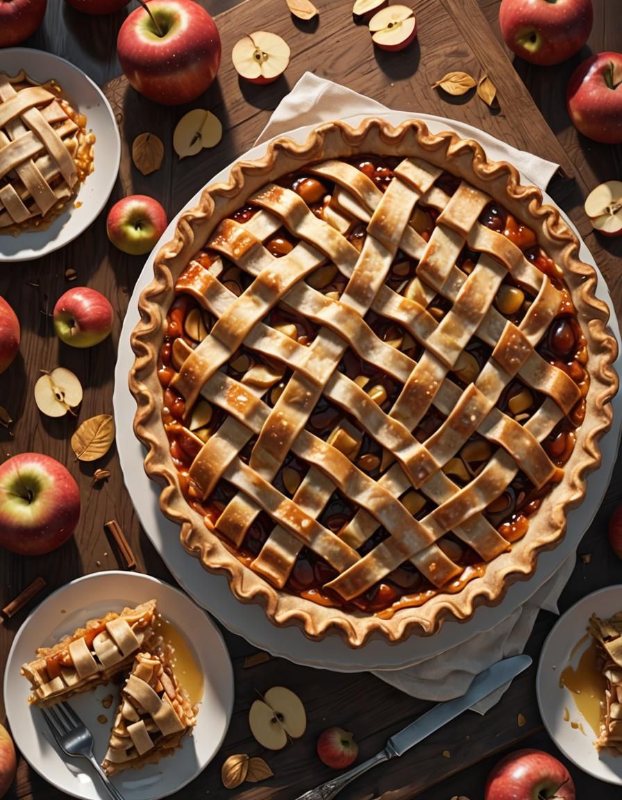 Detailed 3D Anime Art of an Apple Pie