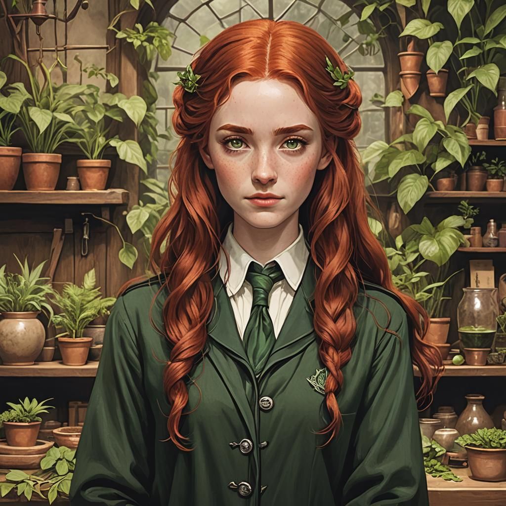 Slytherin Girl in Herbology Class