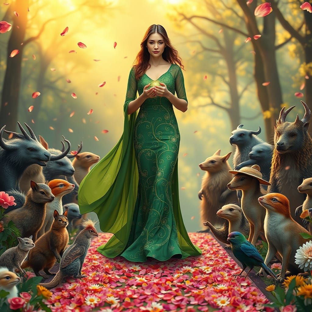 Ethereal Model Embodies Hope and Resilience on Whimsical Cat...