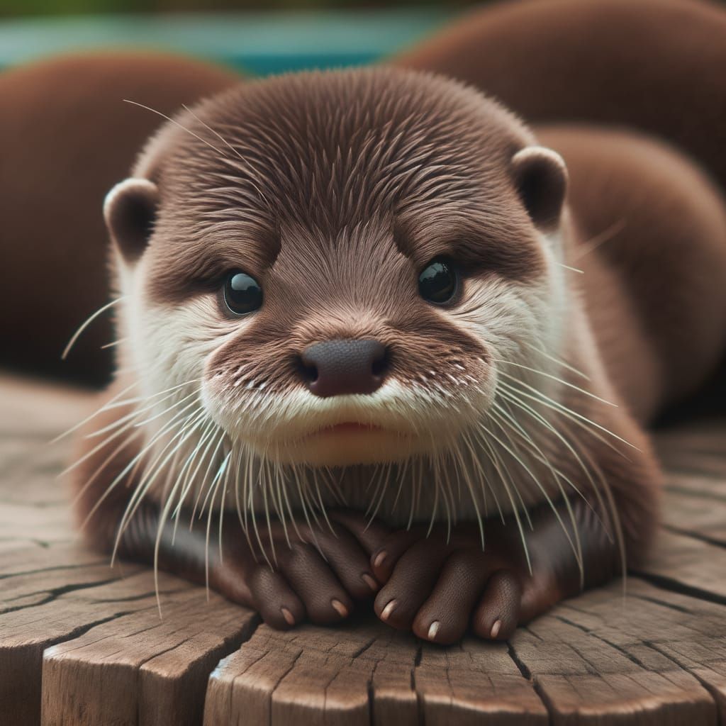 Playful Pom Pom Otter Sculpture