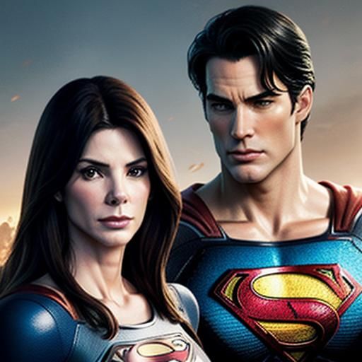 Dylan Kingwell as SUPERMAN with sandra bullock as SUPERWOMAN