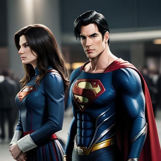 Dylan Kingwell as SUPERMAN with sandra bullock as Superwoman