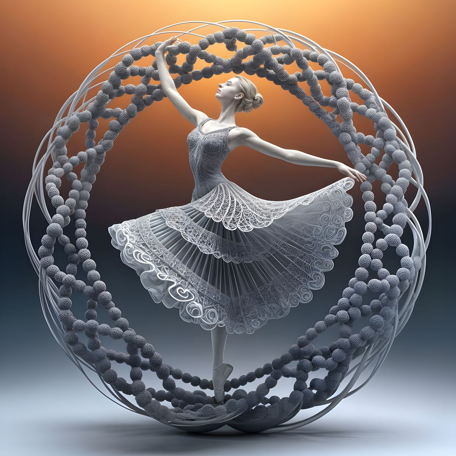 Twisting Cloud Ballerina in Sunrise Hues