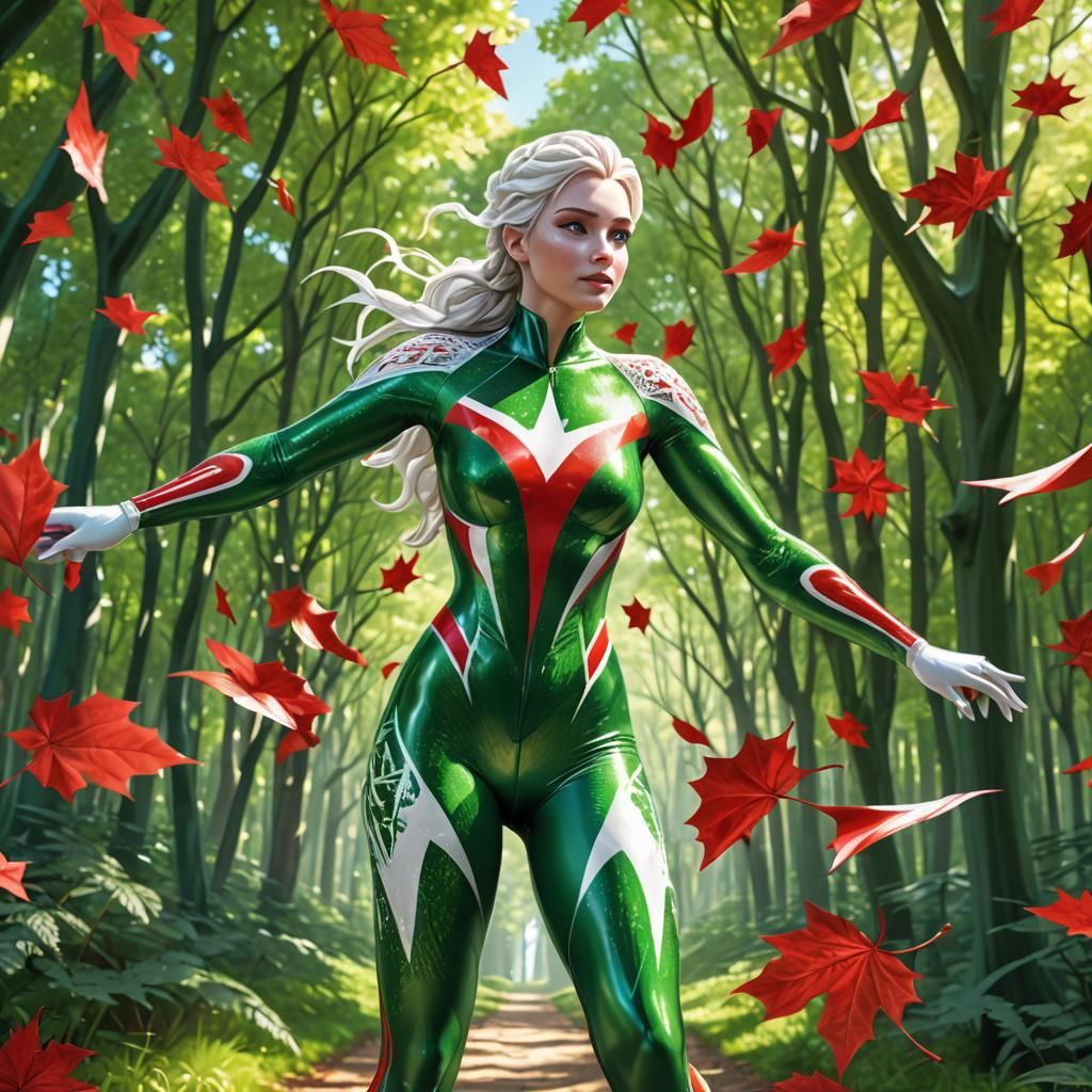 Frozen Girl in Italian Flag Catsuit