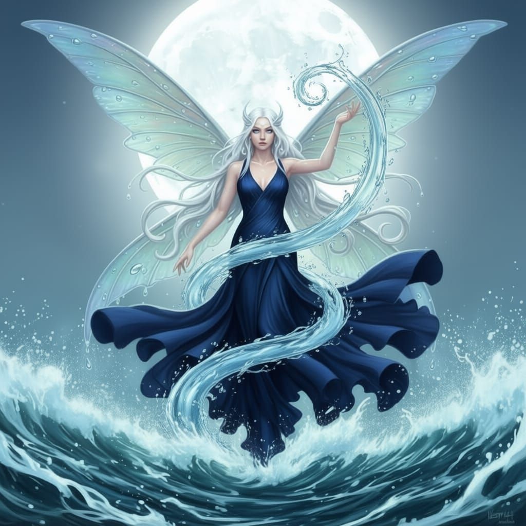 Water Fairy Bends River in Mystical Display