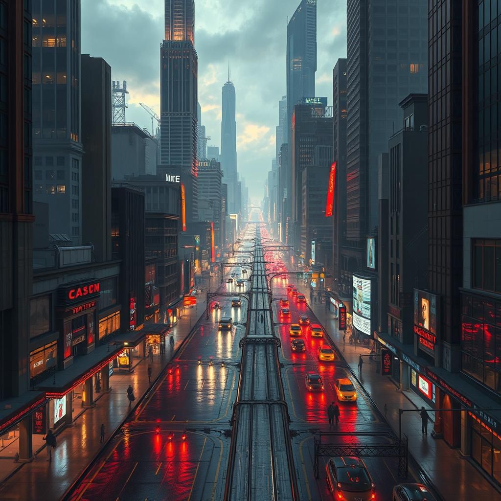 Futuristic Metropolis at Arm's Length: Cyberpunk Cityscape