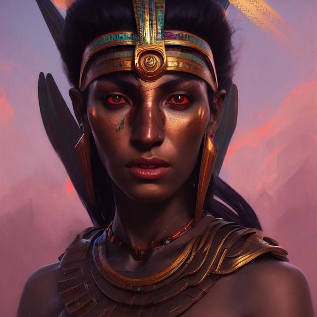 Fierce Female Amun Ra Warrior Portrait