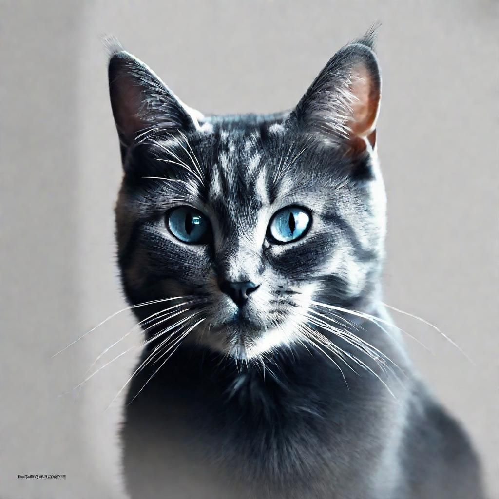 Black Cat with Piercing Blue Eyes