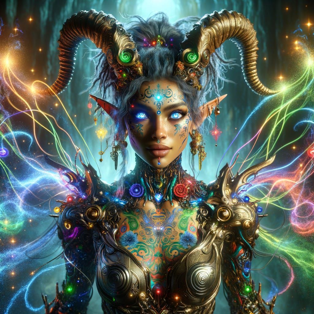 Powerful Elf Sorceress in Hyper-Reality Dimension