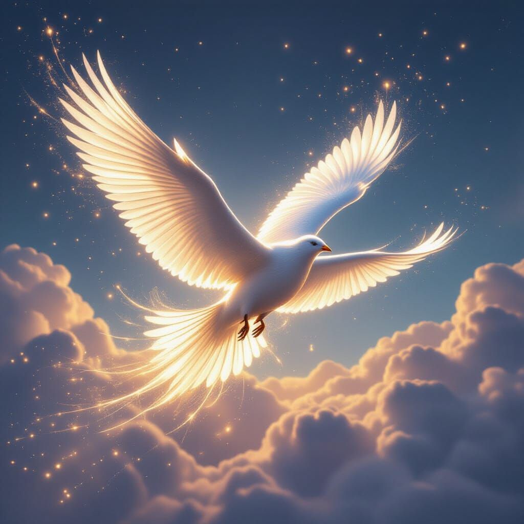 Celestial Bird Formed from Shimmering Light