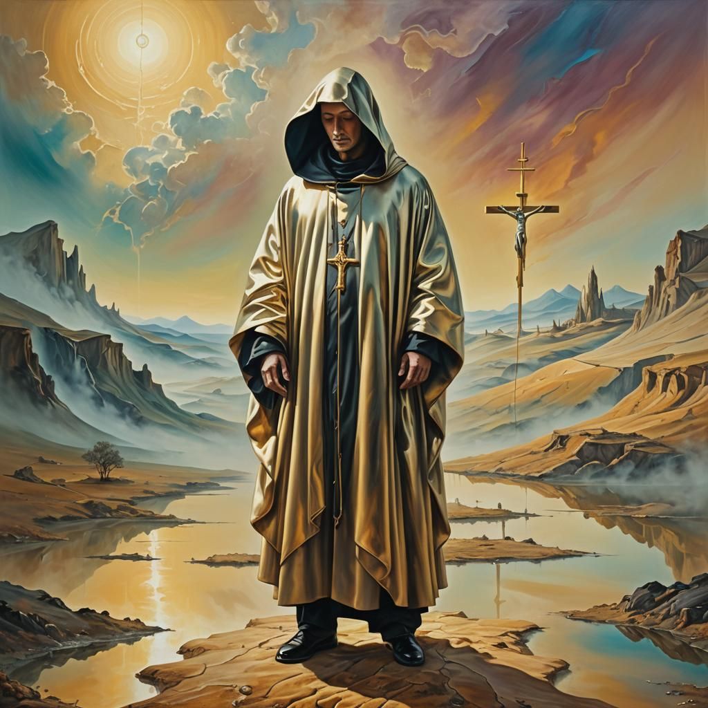 Surrealist Priest in Dreamscape, Salvador Dali Style