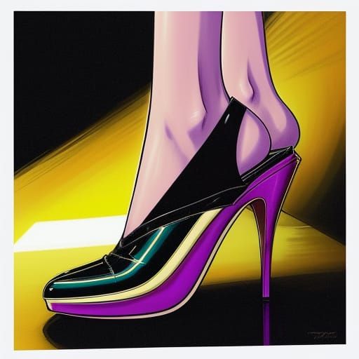 Sultry Anime Goddess in Low-Cut Escarpin Shoe