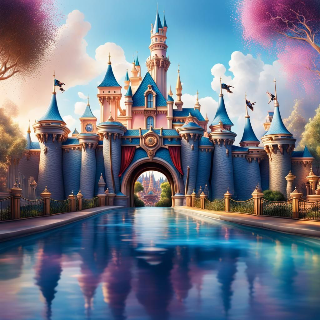 Hyperrealistic Disneyland Theme Park Concept Art