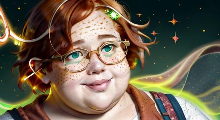 Freckled Ginger Nerd Portrait with Golden Ratio
