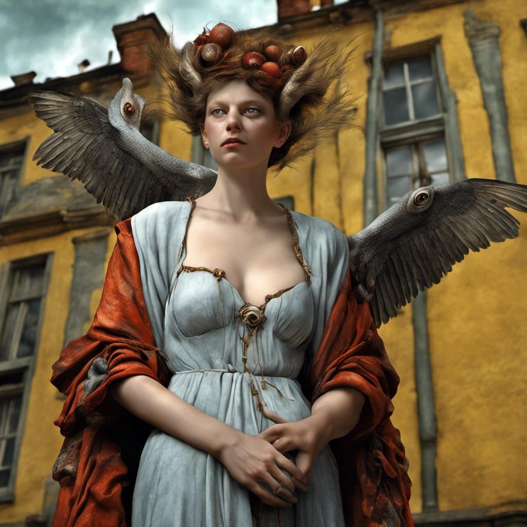 Futuristic Cityscape with Bizarre Creatures in Photorealisti...