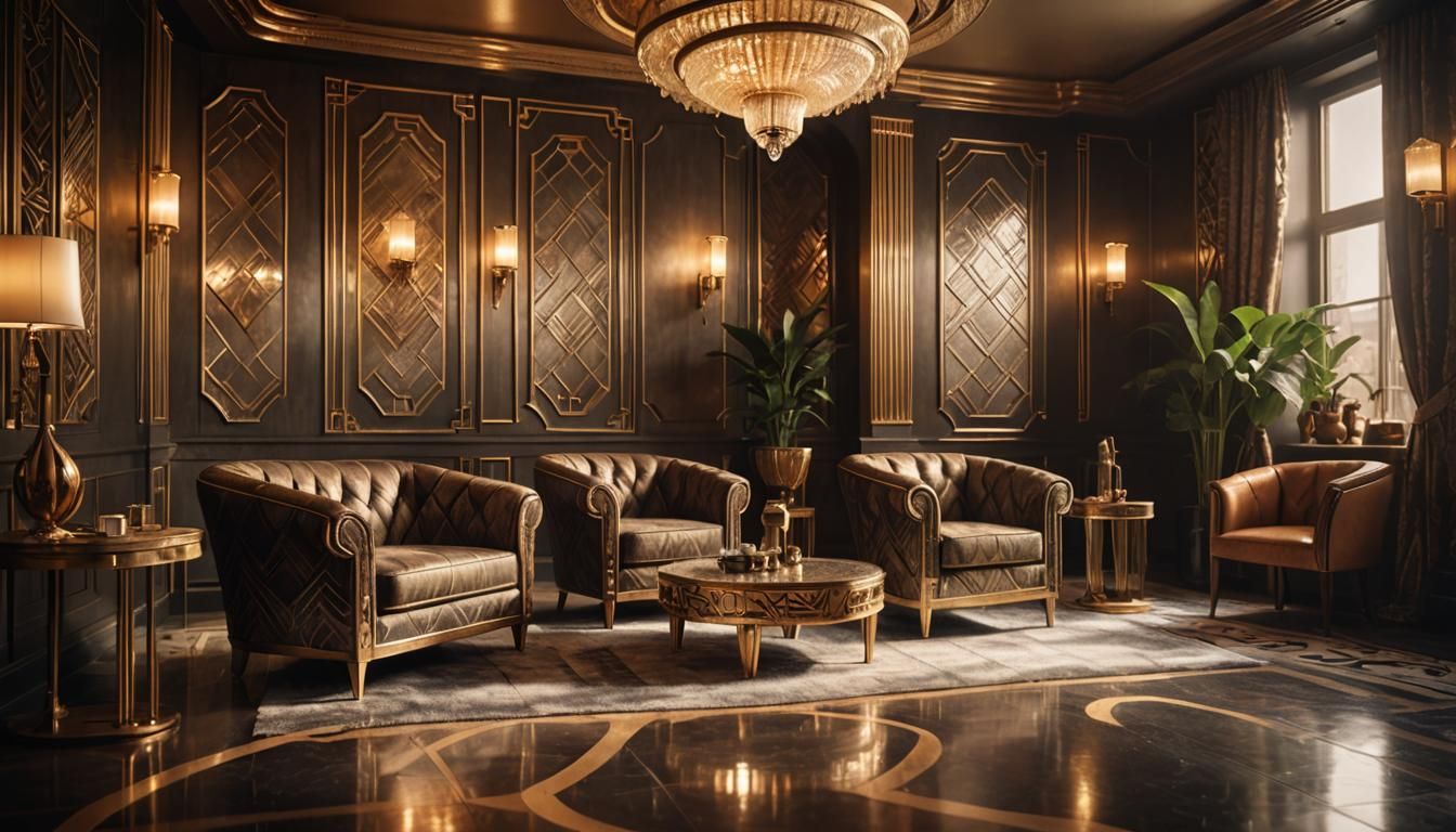 Lavish Art Deco Interior with Metallic Furniture