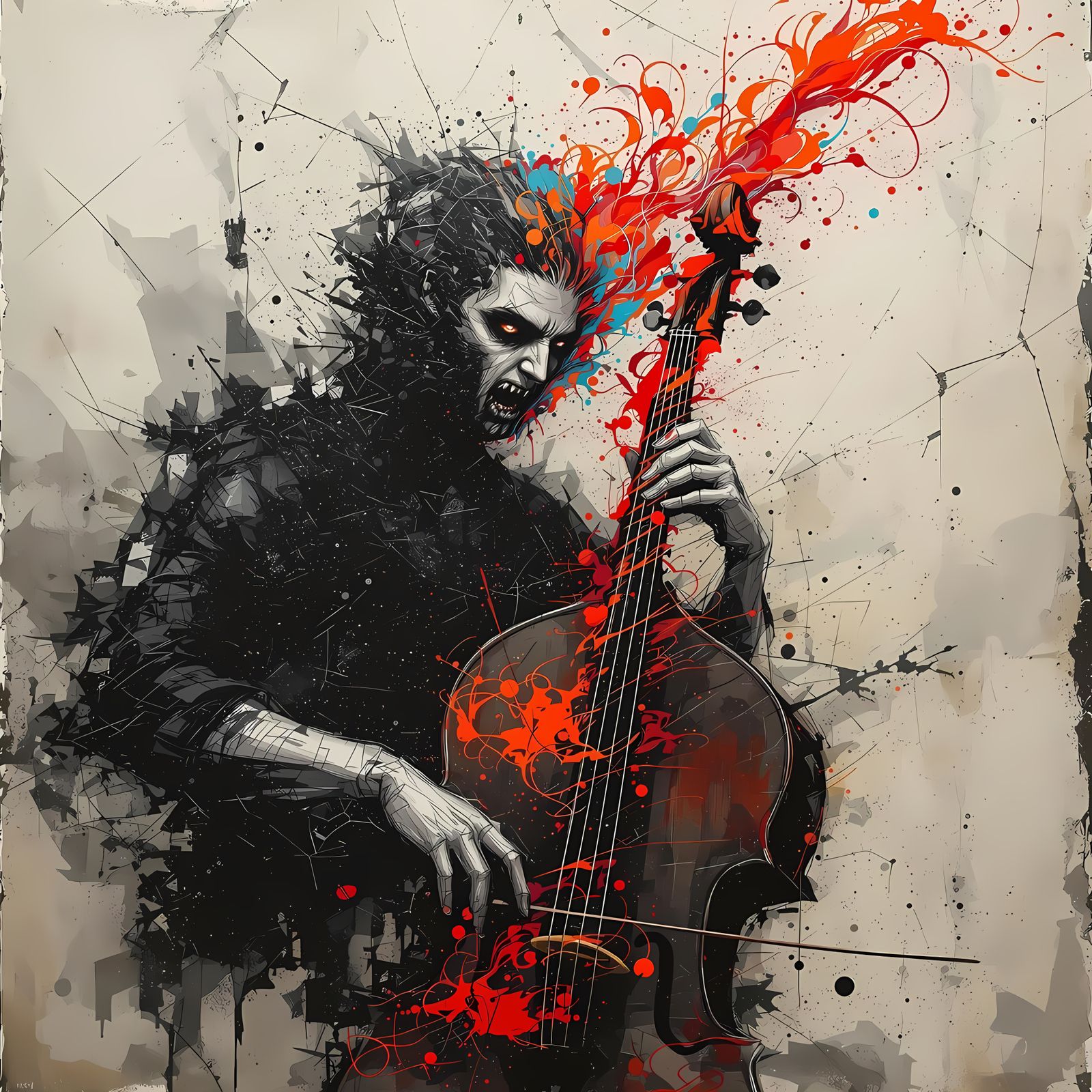 Eroded Musician in Textural Abstraction