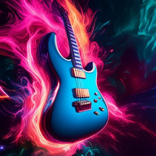 a rock guitar with a hot woman drawn on the guitar 1