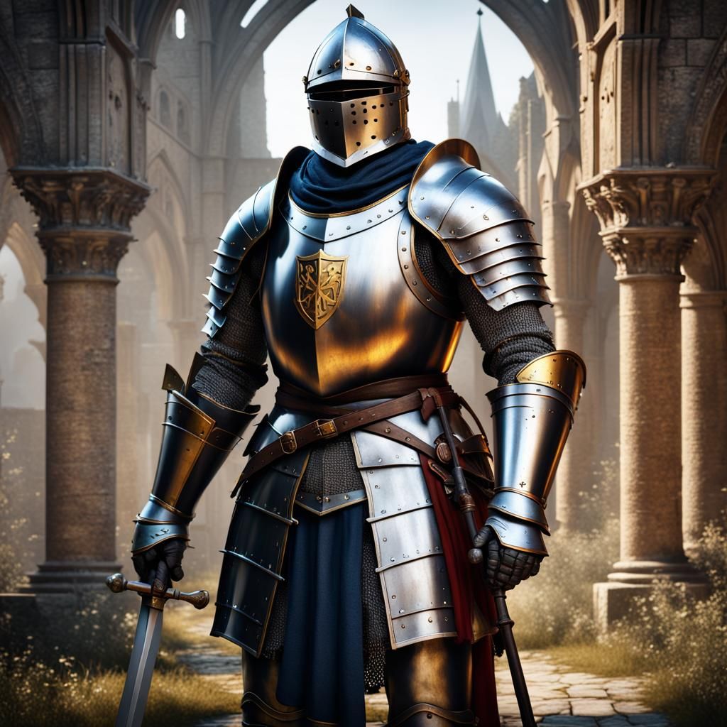 Photorealistic Medieval Knight in Detailed Matte Painting